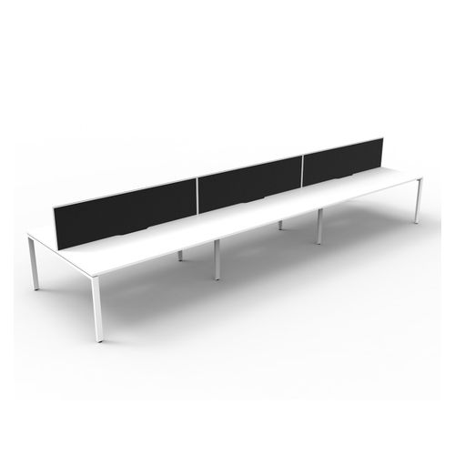 Rapid Deluxe Infinity Back to Back Workstation 6 Person With Black Screen 1800Wmm per person White Profile Leg Natural White Top