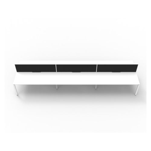 Rapid Deluxe Infinity Back to Back Workstation 6 Person With Black Screen 1800Wmm per person White Profile Leg Natural White Top