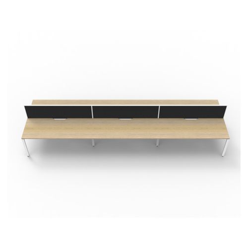 Rapid Deluxe Infinity Back to Back Workstation 6 Person With Black Screen 1800Wmm per person White Profile Leg Natural Oak Top