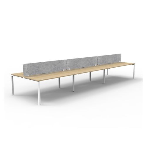 Rapid Deluxe Infinity Back to Back Workstation 6 Person With Grey Eco Screen 1200Wmm per person White Profile Leg Natural Oak Top