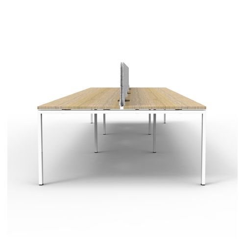 Rapid Deluxe Infinity Back to Back Workstation 6 Person With Grey Eco Screen 1200Wmm per person White Profile Leg Natural Oak Top