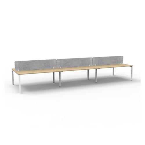 Rapid Deluxe Infinity Back to Back Workstation 6 Person With Grey Eco Screen 1200Wmm per person White Profile Leg Natural Oak Top