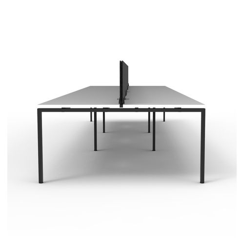 Rapid Deluxe Infinity Back to Back Workstation 6 Person With Black Eco Screen 1500Wmm per person Black Profile Leg Natural White Top
