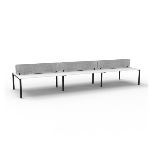 Rapid Deluxe Infinity Back to Back Workstation 6 Person With Grey Eco Screen 1500Wmm per person Black Profile Leg Natural White Top