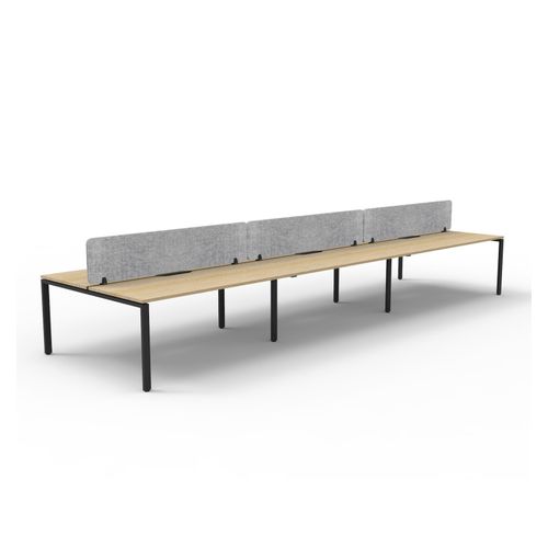 Rapid Deluxe Infinity Back to Back Workstation 6 Person With Grey Eco Screen 1500Wmm per person Black Profile Leg Natural Oak Top