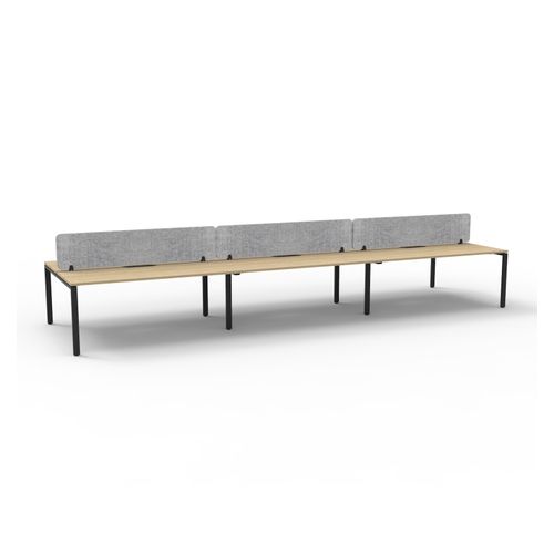 Rapid Deluxe Infinity Back to Back Workstation 6 Person With Grey Eco Screen 1500Wmm per person Black Profile Leg Natural Oak Top