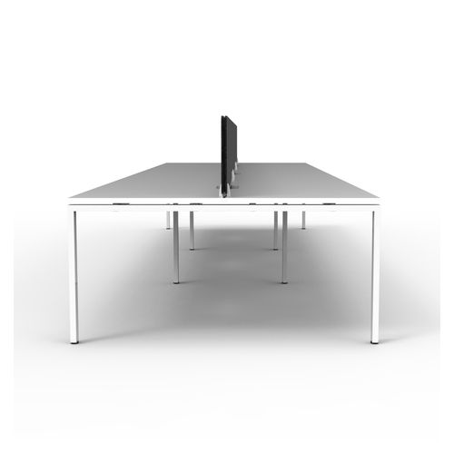 Rapid Deluxe Infinity Back to Back Workstation 6 Person With Black Eco Screen 1500Wmm per person White Profile Leg Natural White Top