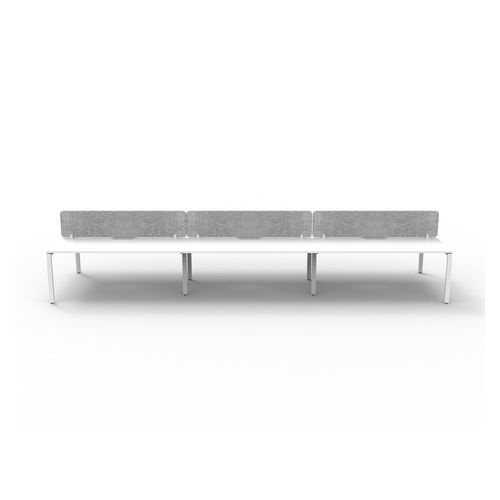 Rapid Deluxe Infinity Back to Back Workstation 6 Person With Grey Eco Screen 1500Wmm per person White Profile Leg Natural White Top