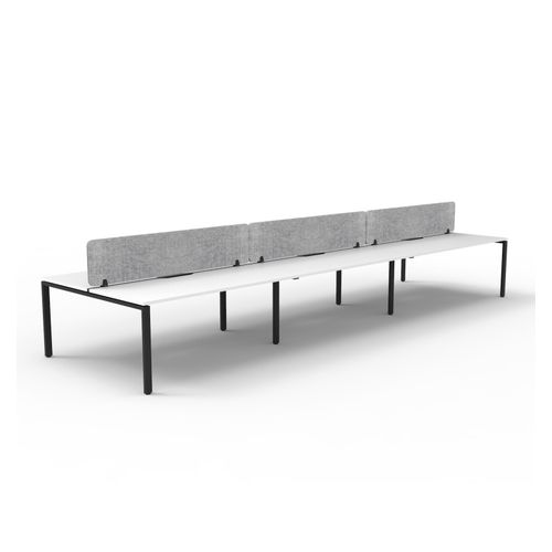 Rapid Deluxe Infinity Back to Back Workstation 6 Person With Grey Eco Screen 1800Wmm per person Black Profile Leg Natural White Top
