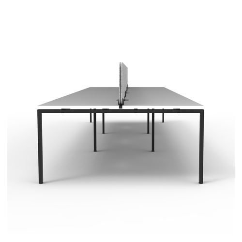 Rapid Deluxe Infinity Back to Back Workstation 6 Person With Grey Eco Screen 1800Wmm per person Black Profile Leg Natural White Top
