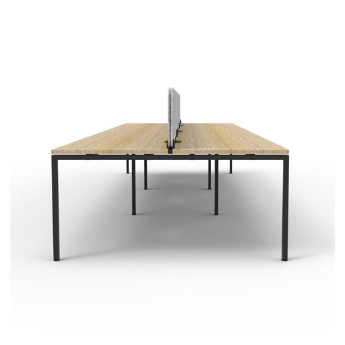Rapid Deluxe Infinity Back to Back Workstation 6 Person With Grey Eco Screen 1800Wmm per person Black Profile Leg Natural Oak Top