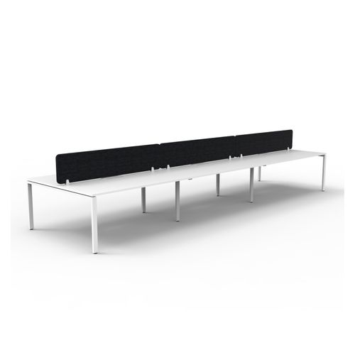 Rapid Deluxe Infinity Back to Back Workstation 6 Person With Black Eco Screen 1800Wmm per person White Profile Leg Natural White Top