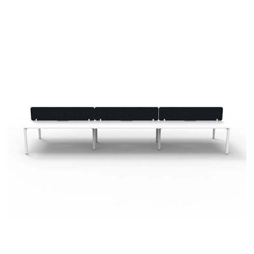 Rapid Deluxe Infinity Back to Back Workstation 6 Person With Black Eco Screen 1800Wmm per person White Profile Leg Natural White Top