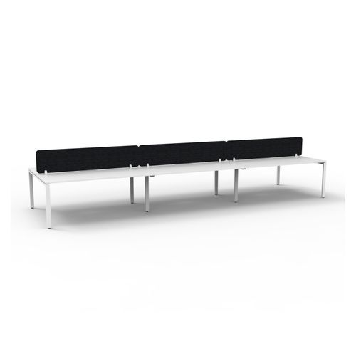 Rapid Deluxe Infinity Back to Back Workstation 6 Person With Black Eco Screen 1800Wmm per person White Profile Leg Natural White Top
