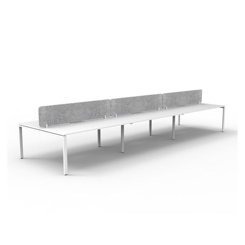 Rapid Deluxe Infinity Back to Back Workstation 6 Person With Grey Eco Screen 1800Wmm per person White Profile Leg Natural White Top