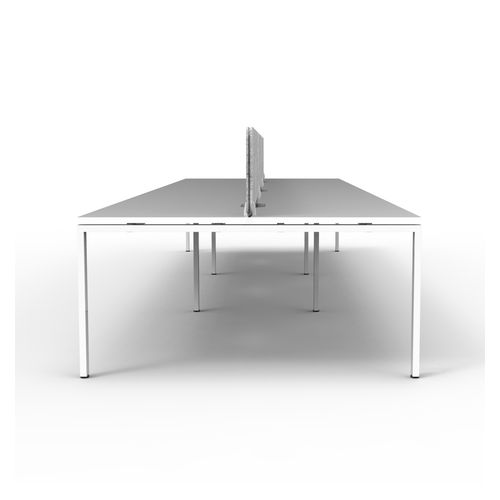 Rapid Deluxe Infinity Back to Back Workstation 6 Person With Grey Eco Screen 1800Wmm per person White Profile Leg Natural White Top