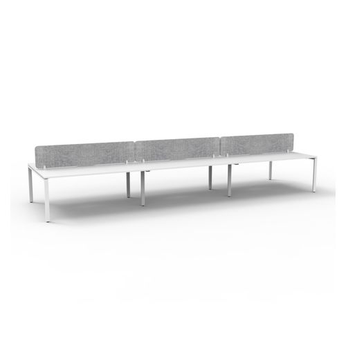 Rapid Deluxe Infinity Back to Back Workstation 6 Person With Grey Eco Screen 1800Wmm per person White Profile Leg Natural White Top