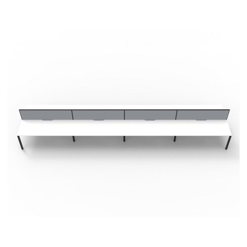 Rapid Deluxe Infinity Back to Back Workstation 8 Person With Grey Screen 1200Wmm per person Black Profile Leg Natural White Top