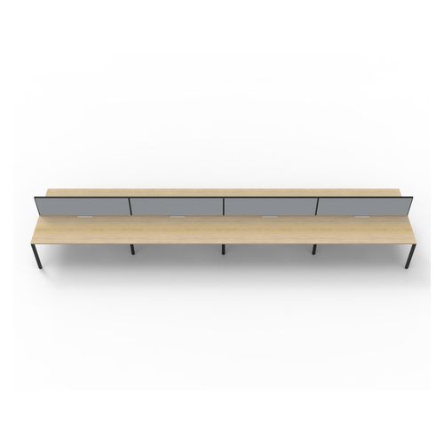 Rapid Deluxe Infinity Back to Back Workstation 8 Person With Grey Screen 1200Wmm per person Black Profile Leg Natural Oak Top