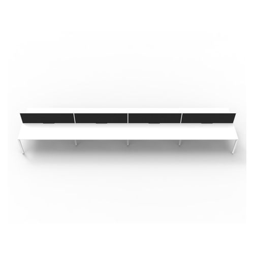 Rapid Deluxe Infinity Back to Back Workstation 8 Person With Black Screen 1200Wmm per person White Profile Leg Natural White Top