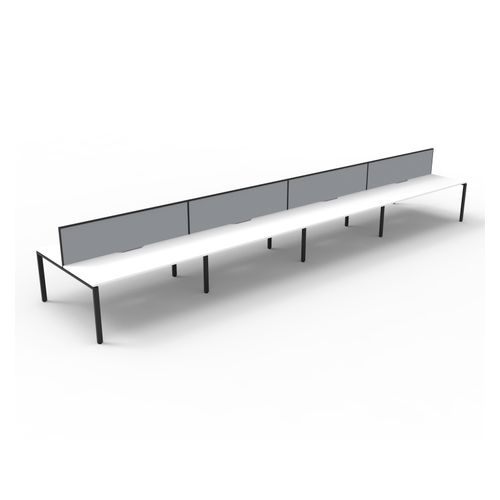 Rapid Deluxe Infinity Back to Back Workstation 8 Person With Grey Screen 1800Wmm per person Black Profile Leg Natural White Top