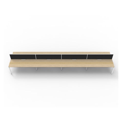 Rapid Deluxe Infinity Back to Back Workstation 8 Person With Black Screen 1800Wmm per person White Profile Leg Natural Oak Top
