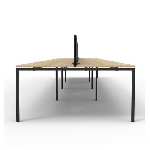 Rapid Deluxe Infinity Back to Back Workstation 8 Person With Black Eco Screen 1200Wmm per person Black Profile Leg Natural Oak Top