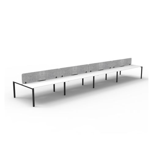 Rapid Deluxe Infinity Back to Back Workstation 8 Person With Grey Eco Screen 1200Wmm per person Black Profile Leg Natural White Top