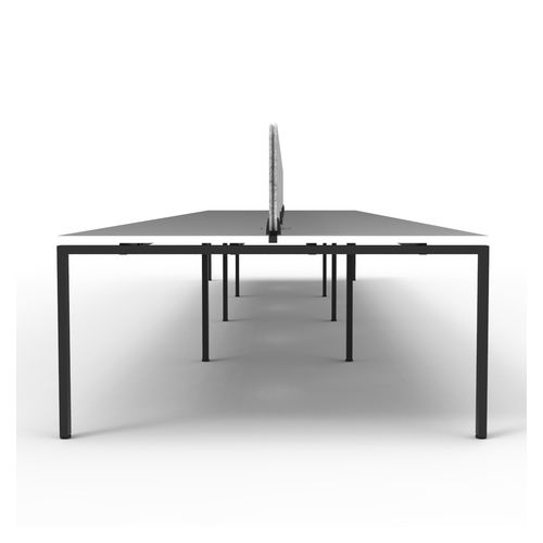 Rapid Deluxe Infinity Back to Back Workstation 8 Person With Grey Eco Screen 1200Wmm per person Black Profile Leg Natural White Top