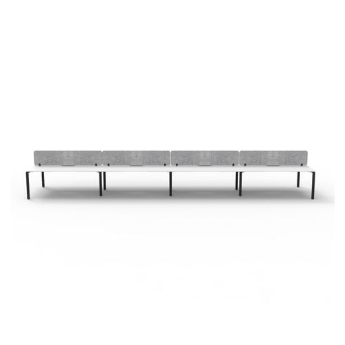 Rapid Deluxe Infinity Back to Back Workstation 8 Person With Grey Eco Screen 1200Wmm per person Black Profile Leg Natural White Top