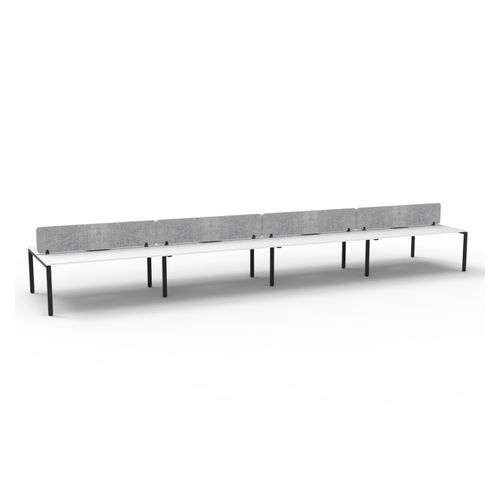Rapid Deluxe Infinity Back to Back Workstation 8 Person With Grey Eco Screen 1200Wmm per person Black Profile Leg Natural White Top