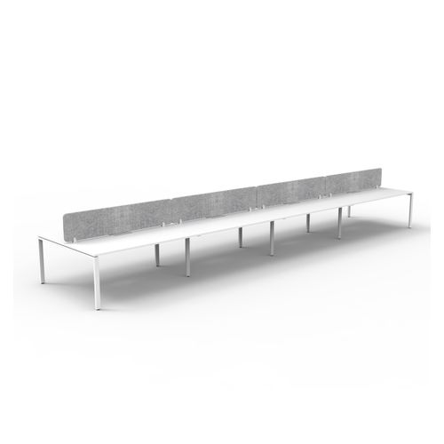 Rapid Deluxe Infinity Back to Back Workstation 8 Person With Grey Eco Screen 1200Wmm per person White Profile Leg Natural White Top