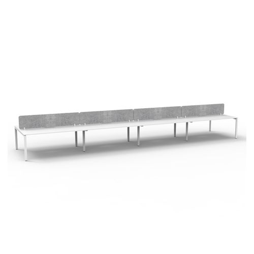 Rapid Deluxe Infinity Back to Back Workstation 8 Person With Grey Eco Screen 1200Wmm per person White Profile Leg Natural White Top