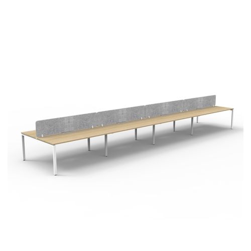 Rapid Deluxe Infinity Back to Back Workstation 8 Person With Grey Eco Screen 1200Wmm per person White Profile Leg Natural Oak Top