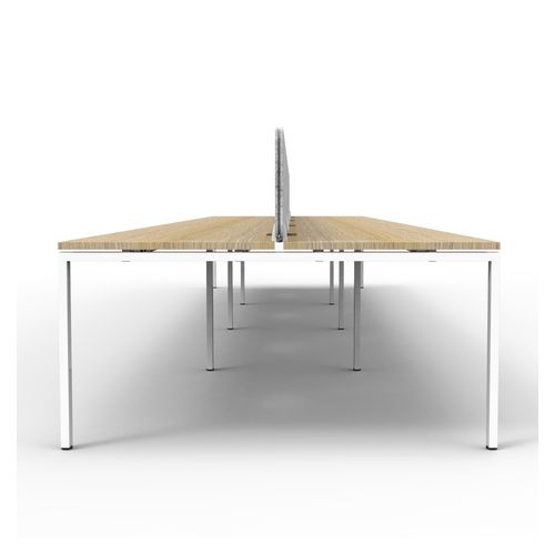 Rapid Deluxe Infinity Back to Back Workstation 8 Person With Grey Eco Screen 1200Wmm per person White Profile Leg Natural Oak Top