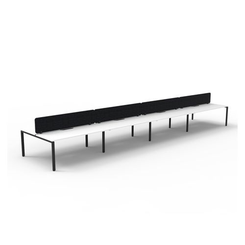 Rapid Deluxe Infinity Back to Back Workstation 8 Person With Black Eco Screen 1500Wmm per person Black Profile Leg Natural White Top