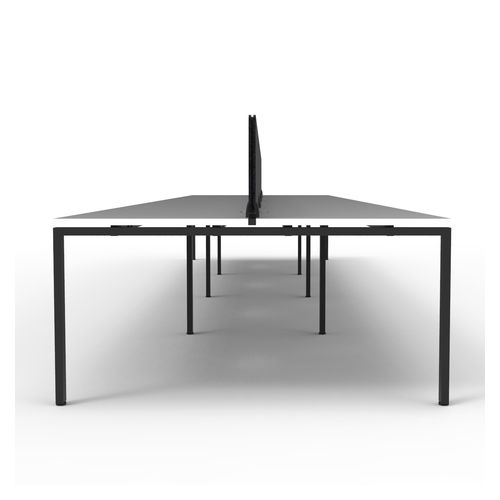 Rapid Deluxe Infinity Back to Back Workstation 8 Person With Black Eco Screen 1500Wmm per person Black Profile Leg Natural White Top