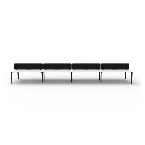Rapid Deluxe Infinity Back to Back Workstation 8 Person With Black Eco Screen 1500Wmm per person Black Profile Leg Natural White Top