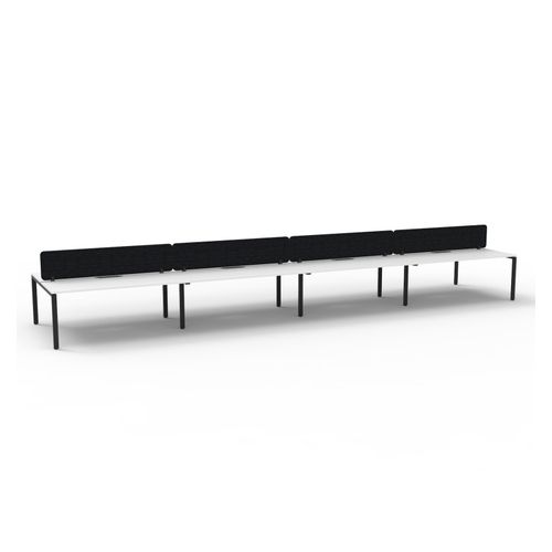 Rapid Deluxe Infinity Back to Back Workstation 8 Person With Black Eco Screen 1500Wmm per person Black Profile Leg Natural White Top