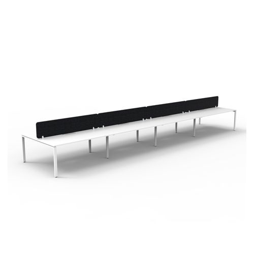 Rapid Deluxe Infinity Back to Back Workstation 8 Person With Black Eco Screen 1500Wmm per person White Profile Leg Natural White Top