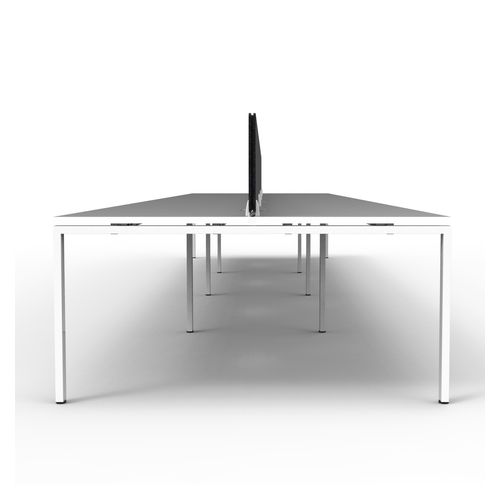 Rapid Deluxe Infinity Back to Back Workstation 8 Person With Black Eco Screen 1500Wmm per person White Profile Leg Natural White Top