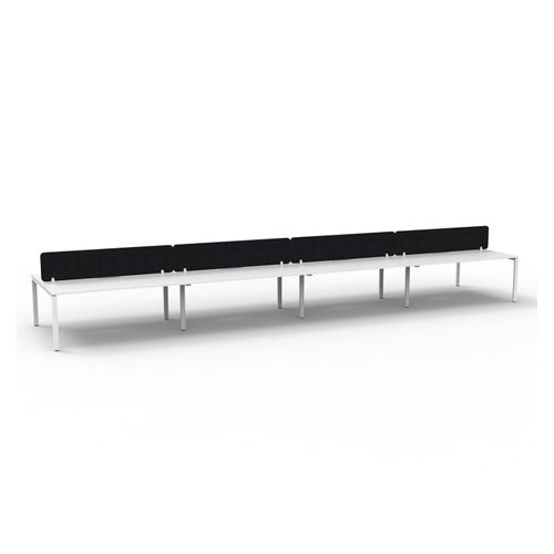Rapid Deluxe Infinity Back to Back Workstation 8 Person With Black Eco Screen 1500Wmm per person White Profile Leg Natural White Top