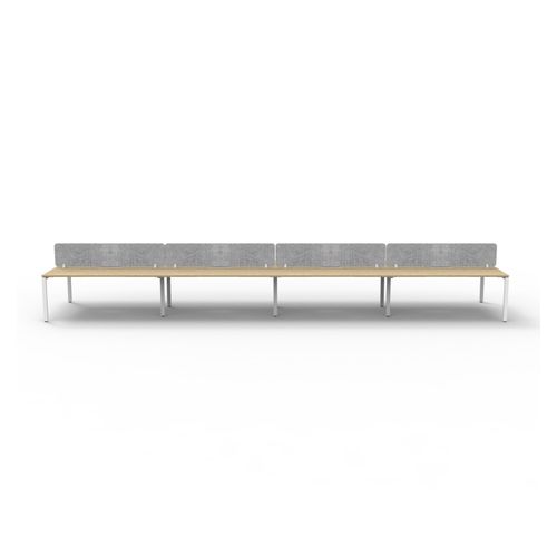 Rapid Deluxe Infinity Back to Back Workstation 8 Person With Grey Eco Screen 1500Wmm per person White Profile Leg Natural Oak Top