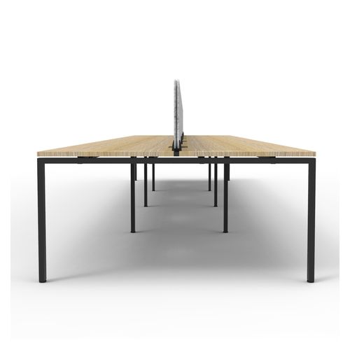 Rapid Deluxe Infinity Back to Back Workstation 8 Person With Grey Eco Screen 1800Wmm per person Black Profile Leg Natural Oak Top