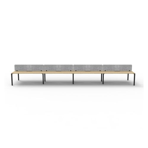 Rapid Deluxe Infinity Back to Back Workstation 8 Person With Grey Eco Screen 1800Wmm per person Black Profile Leg Natural Oak Top