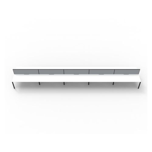Rapid Deluxe Infinity Back to Back Workstation 10 Person With Grey Screen 1500Wmm per person Black Profile Leg Natural White Top