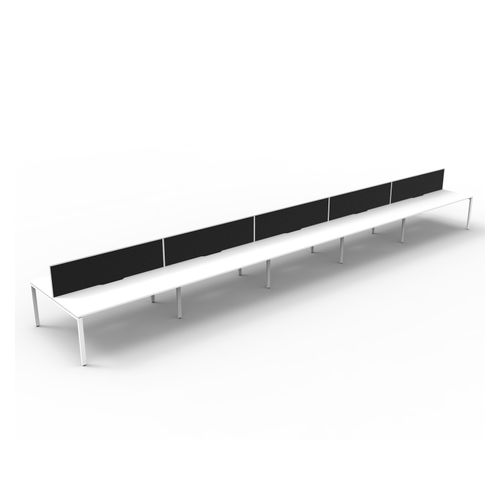 Rapid Deluxe Infinity Back to Back Workstation 10 Person With Black Screen 1800Wmm per person White Profile Leg Natural White Top