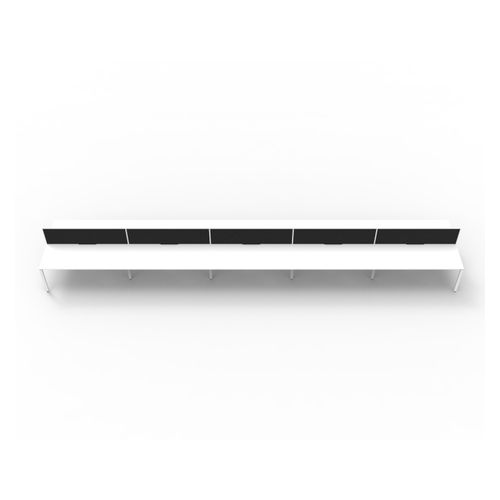 Rapid Deluxe Infinity Back to Back Workstation 10 Person With Black Screen 1800Wmm per person White Profile Leg Natural White Top