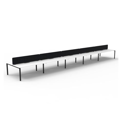 Rapid Deluxe Infinity Back to Back Workstation 10 Person With Black Eco Screen 1200Wmm per person Black Profile Leg Natural White Top