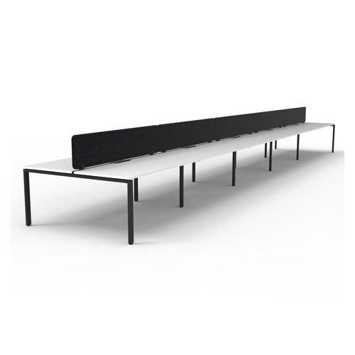 Rapid Deluxe Infinity Back to Back Workstation 10 Person With Black Eco Screen 1200Wmm per person Black Profile Leg Natural White Top